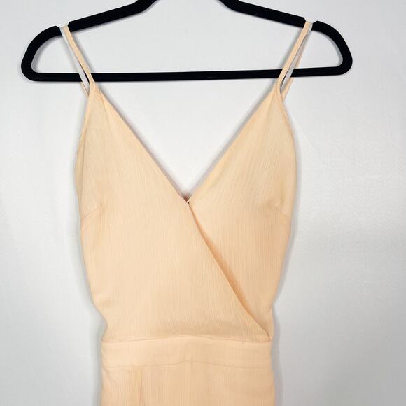 New Revolve Lovers + Friends XSmall XS Peach Orange Faux Wrap Dress with Lace - Picture 3 of 12